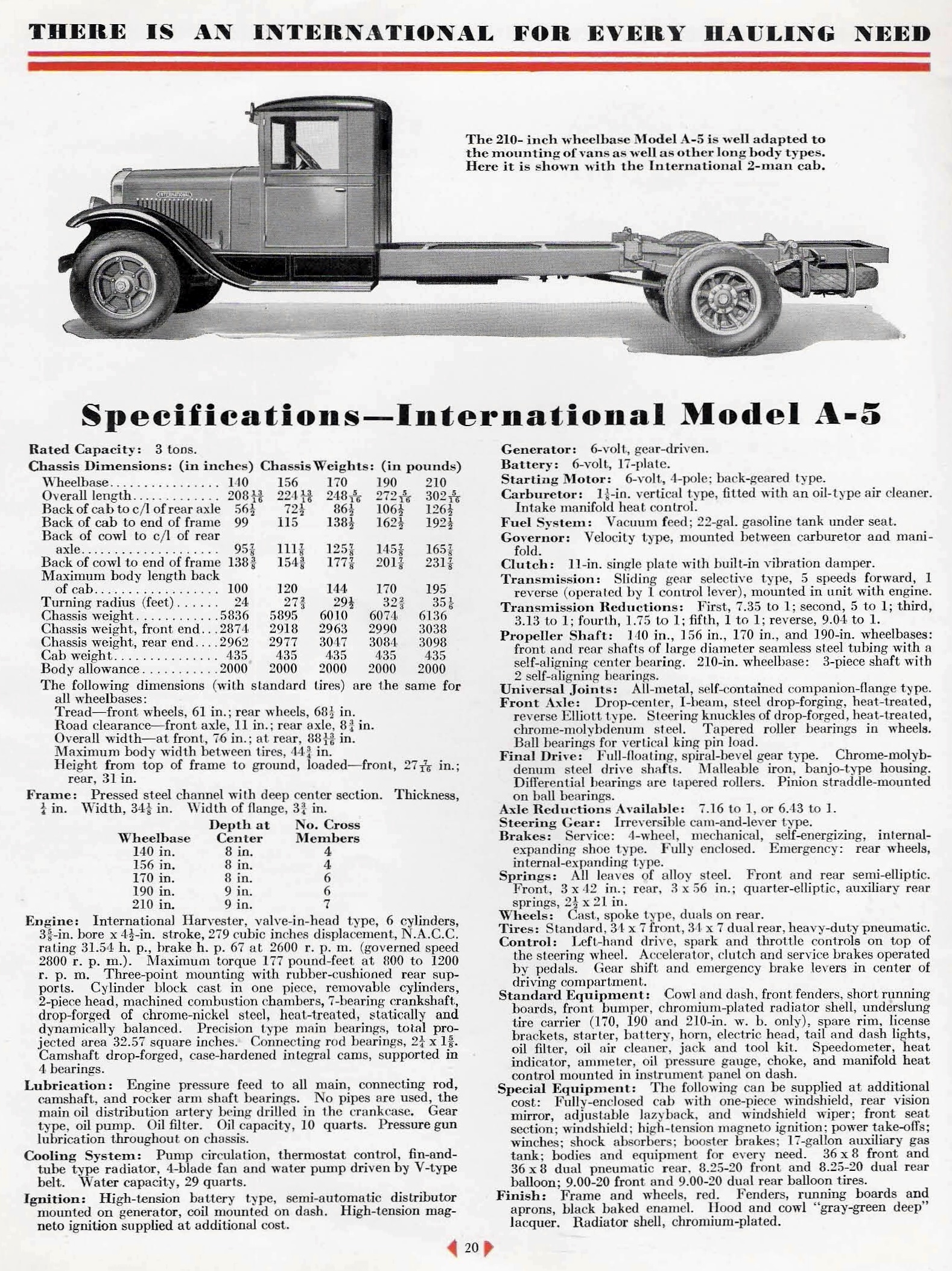 1931 International Specifications Sheet Page 12